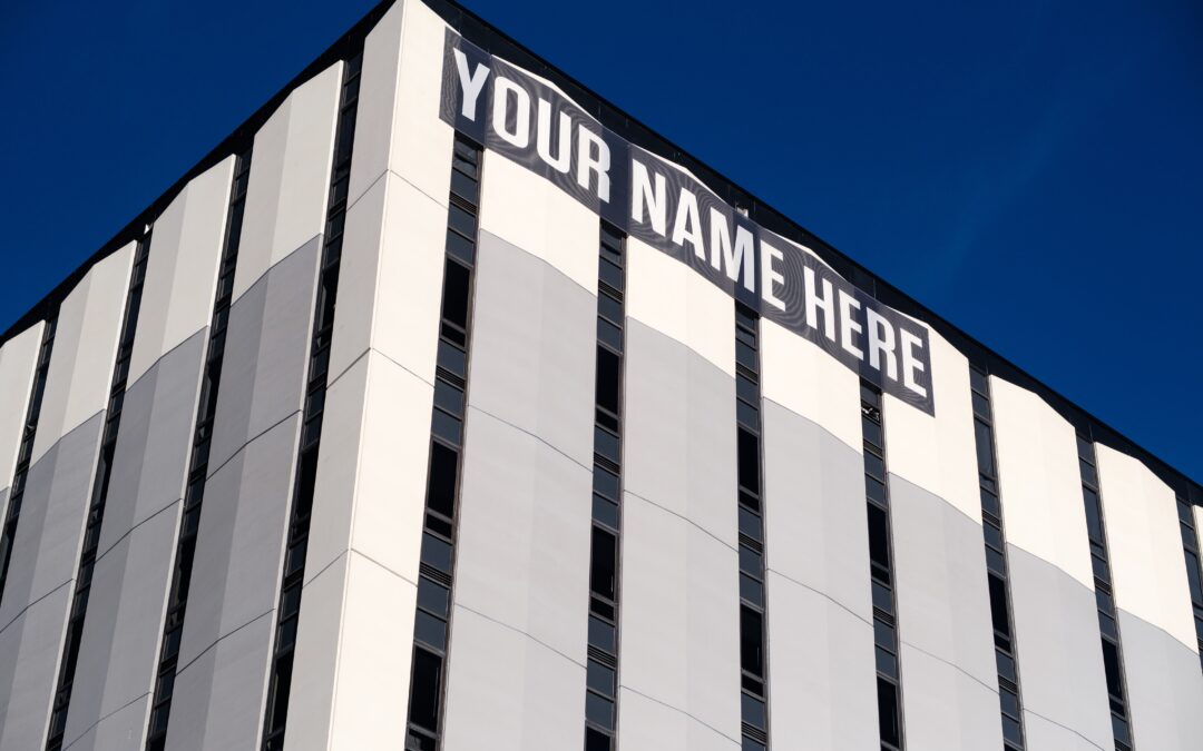 your name here banner on the side of a building